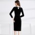 Real time spot French nail bead retro high waisted velvet dress for women's autumn collection waist slit long skirt