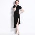 Real time spot European station lotus leaf edge split new Chinese qipao retro dress