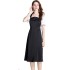 Real shot spot satin patchwork white bubble sleeves slim fit and slimming black dress