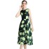 Real shot vintage waist cinched sleeveless printed dress in stock