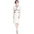 Real time spot new French lantern sleeve slim fit waist slimming dress