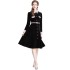 Real shot spot velvet shirt dress, women's mid to long slim fit POLO skirt