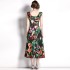 Real shot spot lotus leaf edge floral dress, waist cinching and slimming printed dress