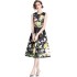 Real shot vintage waist cinching slimming sleeveless printed dress in stock, medium to long style