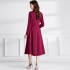 Real shot spot rose red retro trench coat for women's autumn and winter suit collar and waist long coat