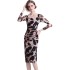 Real time spot leopard print long sleeved dress with hip opening and a French slim fit square neck printed dress