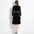 Real shot spot velvet shirt dress, women's mid to long slim fit POLO skirt