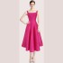 Real time spot 2023 autumn new women's clothing with waist cinching and slimming effect, rose red small dress with suspender dress