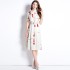 Realistic spot printed slim fit and slimming French style dress with tie and belt included