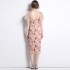 Real shot spot mesh printed patchwork temperament slim fit flower dress for women