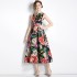 Real time stock sleeveless high waisted dress with three-dimensional cutting and waist cinching A-line skirt