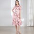 Real time spot printed waist cinching shirt dress, retro commuting belt gift