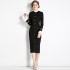 Real time spot French Hepburn patchwork small fragrance Roman slim fit dress