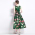 Real time stock sleeveless high waisted dress with three-dimensional cutting and waist cinching A-line skirt