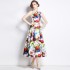 Real time stock sleeveless high waisted dress with three-dimensional cutting and waist cinching A-line skirt