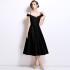 Real shot spot one shoulder camisole dress with women's French temperament and high-end feeling, waist cinching gift skirt