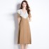 Real shot spot French Hepburn style lotus leaf edge dress for women in summer, niche, belly covering and slimming dress