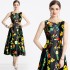 Real time stock sleeveless high waisted dress with three-dimensional cutting and waist cinching A-line skirt