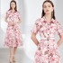 Real time spot printed waist cinching shirt dress, retro commuting belt gift