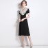 Real shot spot French Hepburn style lotus leaf edge dress for women in summer, niche, belly covering and slimming dress