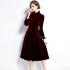 Real shot in stock: Ribu Autumn New Women's Clothing Palace Style Velvet Dress