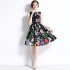 Real time spot new summer slim and fragrant style sleeveless printed waist cinched sleeveless dress