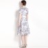 Real time spot printed waist cinching shirt dress with waist belt for commuting