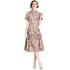 Real time spot new color printed pleated loose hem dress for commuting