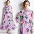 Real shooting of niche French floral long dresses and ankle pleated skirts in stock, slimming women's new styles