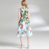 Real shot vintage waist cinching slimming sleeveless printed dress in stock, medium to long style