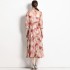 Real time stock long sleeved vacation style big swing chiffon printed big swing dress