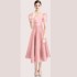 Real time spot French Hepburn style temperament solid color waist slimming big hem square collar dress