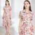 Real time spot printed waist cinching shirt dress, retro commuting belt gift