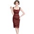 Real shot spot velvet spliced mesh suspender skirt with fishbone folds, slimming dress