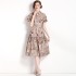 Real time spot new color printed pleated loose hem dress for commuting