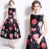 Real time stock sleeveless high waisted dress with three-dimensional cutting and waist cinching A-line skirt