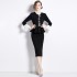 Real time spot vintage fake two black dresses, women's waist cinching slimming bag arm skirt, French mid length skirt