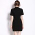 Real shooting of high-end metal buckle waist slimming short skirt commuting women's short sleeved suit skirt in stock