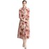 Real time stock long sleeved vacation style big swing chiffon printed big swing dress