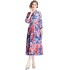 Real time stock long sleeved vacation style big swing chiffon printed big swing dress