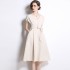 Real time spot Hepburn style pocket skirt, French high waisted dress, women's summer white long dress