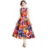 Real time stock sleeveless high waisted dress with three-dimensional cutting and waist cinching A-line skirt