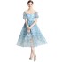 Real time spot French court dress for women's summer new design sense, high waist slimming, ladies' mid length skirt