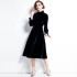 Real shot in stock: Ribu Autumn New Women's Clothing Palace Style Velvet Dress