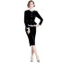 Real shot spot Hepburn style square neck long sleeved lace patchwork hollow waist black slimming dress for women