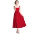 Real shooting spot 2024 spring new sleeveless waist cinching slimming red small dress with large swing suspender dress