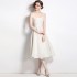 Real shooting spot 2023 summer new women's clothing with waist cinching and slimming effect, apricot colored small dress with camisole, dress