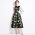 Real time stock sleeveless high waisted dress with three-dimensional cutting and waist cinching A-line skirt