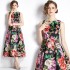 Real time stock sleeveless high waisted dress with three-dimensional cutting and waist cinching A-line skirt