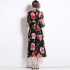 Real time spot printed slim fit long sleeved dress